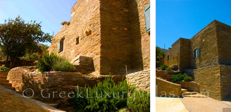 Road View of Traditional Villa in Andros