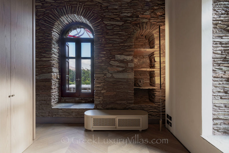 Andros traditional stone villa guest house detail