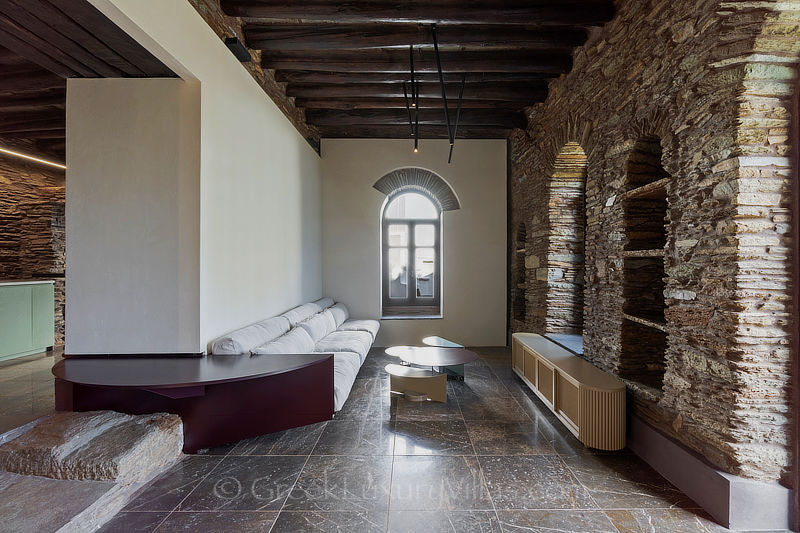 Andros traditional stone villa guest house lounge