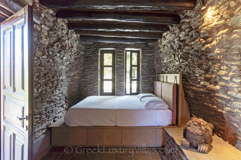 Andros stone villa guest studio with double bed