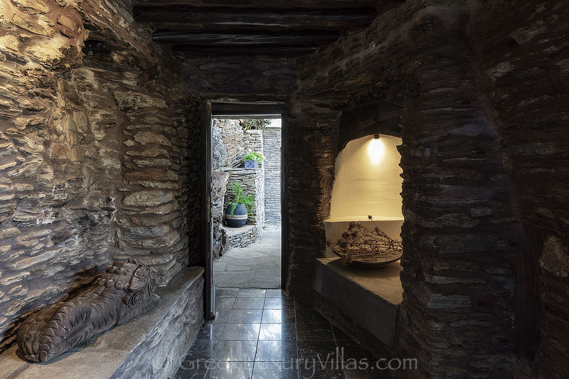 Andros exclusive stone villa with guest studio detail