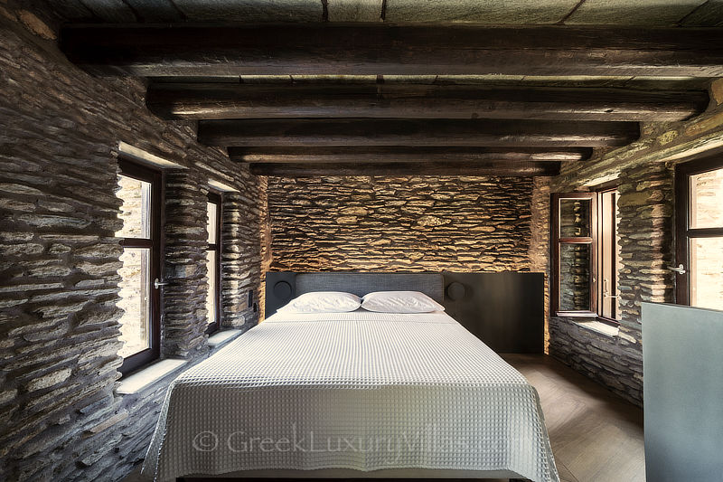 traditional stone villa modern double bed