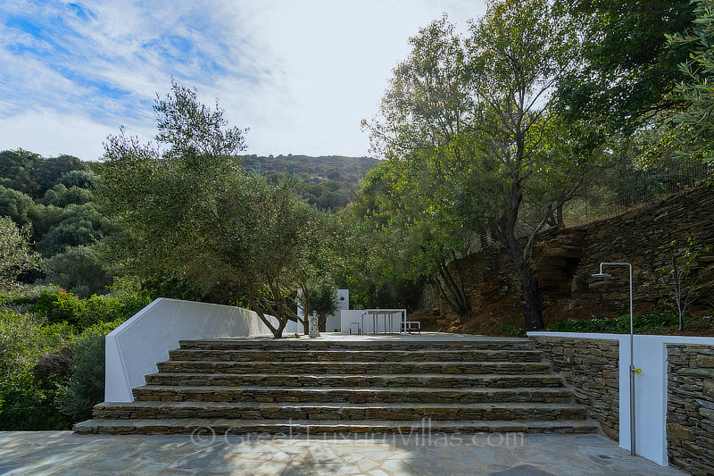 Court yard of traditional stone house on Andros