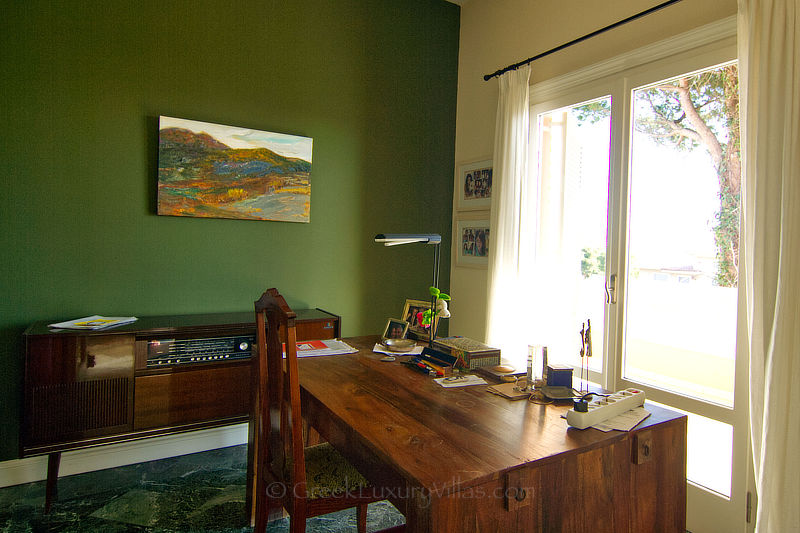 office at luxury villa with pool near athens close to beach