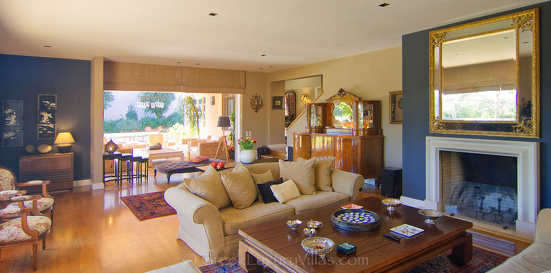 living room of luxurious villa with pool near athens