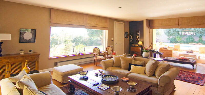 lounge of luxury villa with pool near athens