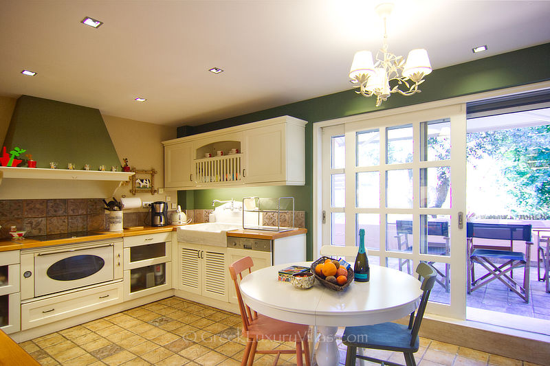 kitchen of villa with pool near athens close to beach