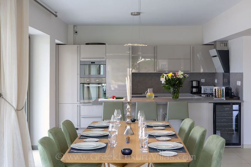modern dining kitchen at beachfront villa