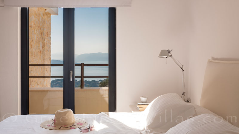 Double bedroom with seaview of a luxury villa in Corfu