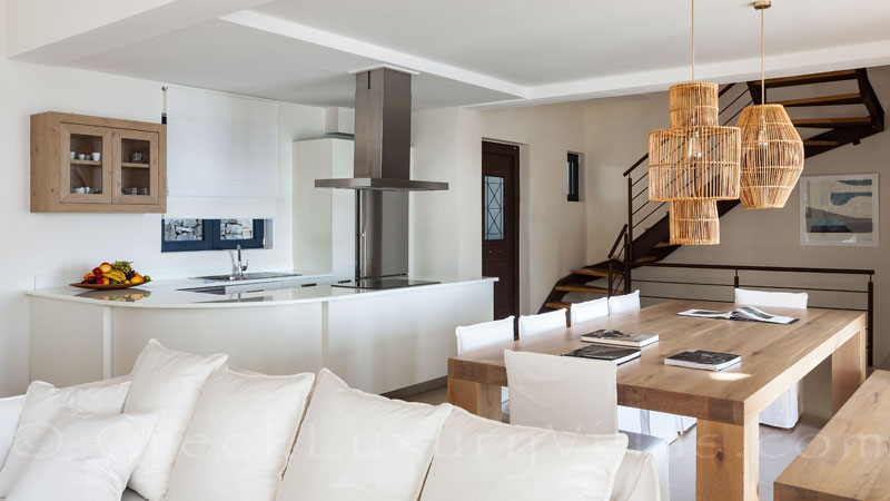Dining area with a bright natural colour in a luxury villa in Corfu
