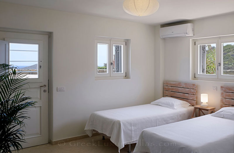 A single-beds room in a luxury villa in Elounda, Crete