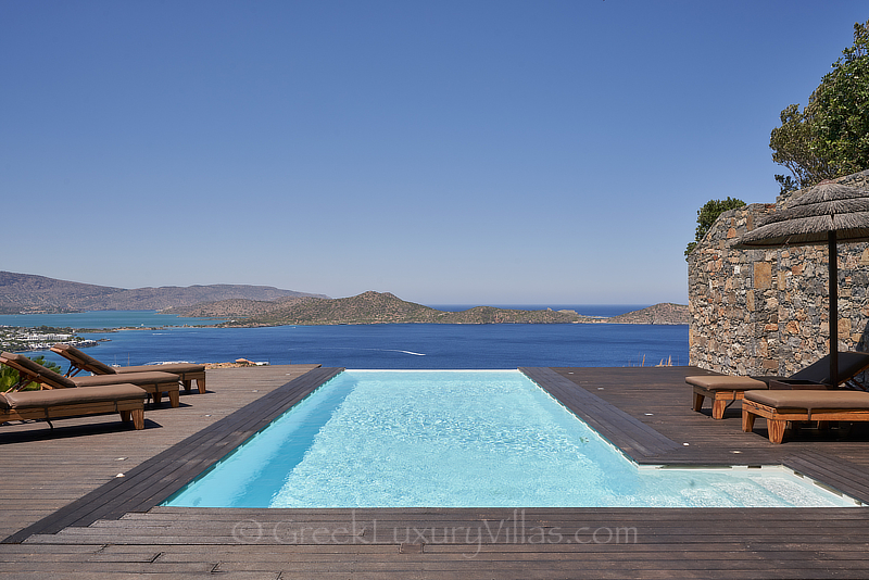 sea view from heated infinity pool in Elounda Crete