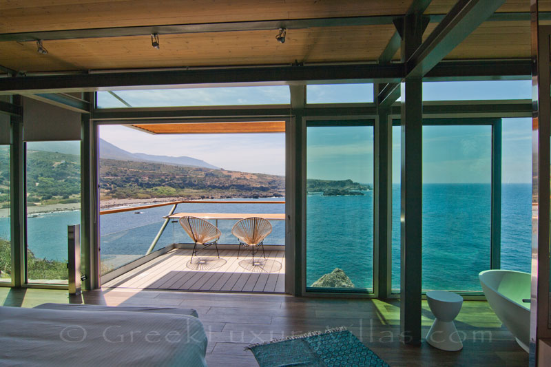 modern villa with pool guesthouse sea view from bed
