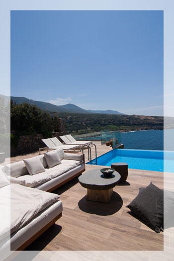 Modern seafront villa overlooking the sea