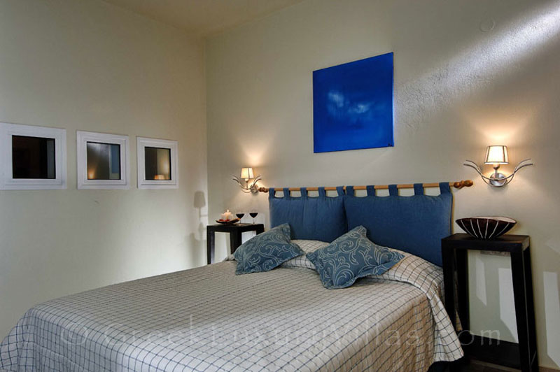 Bedroom of modern villas with sea access and pool in Crete