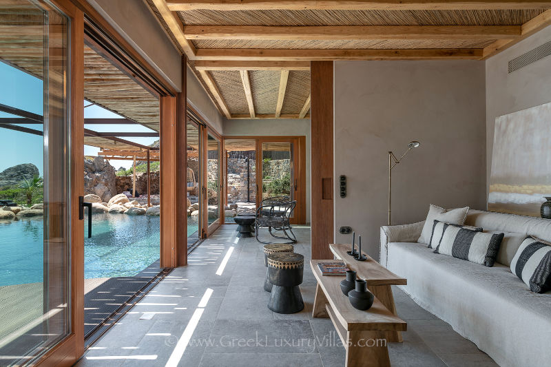 open living area pool sea view beach house