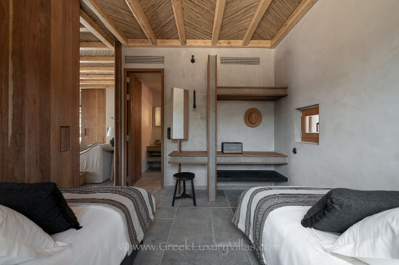 two single beds natural style beach house with pool