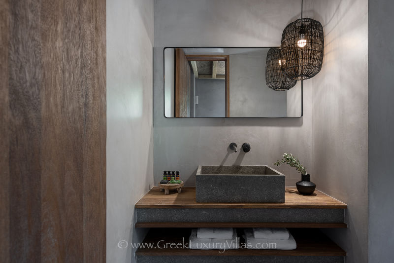 Bathroom two bedroom beach house with pool Crete, Greece