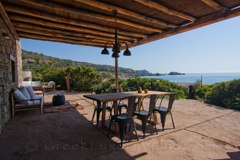 Outdoor Dining in a beach house in Crete