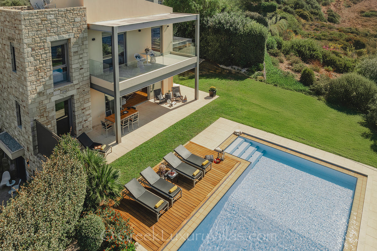 Crete a modern seafront villa in Almyrida with pool