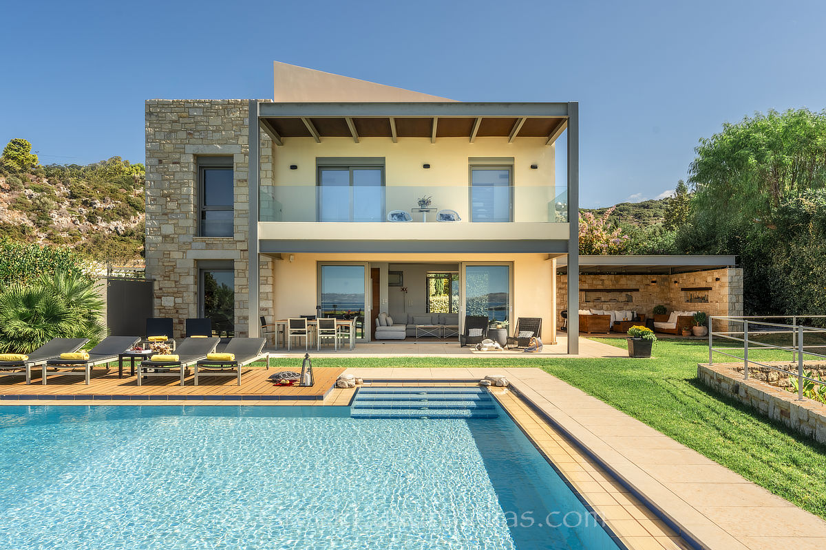 Crete a modern seafront villa in Almyrida with pool