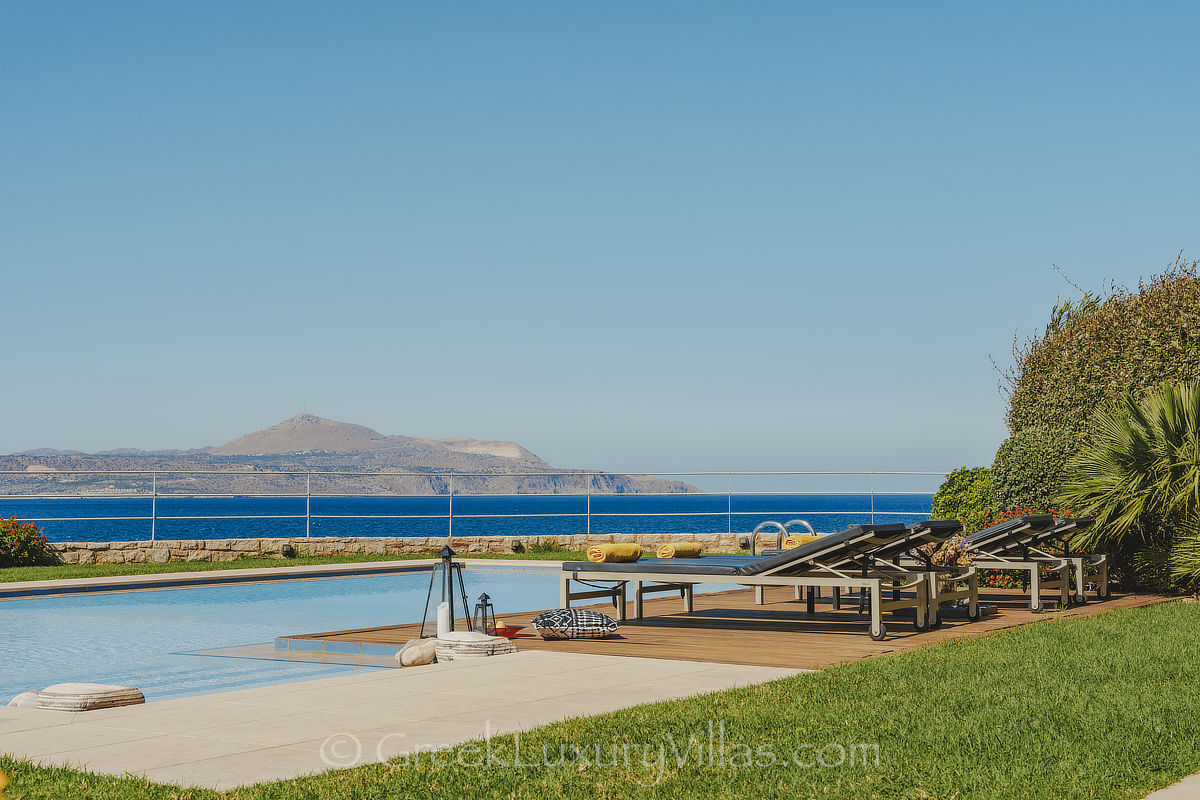 Crete a modern seafront villa with pool in Almyrida