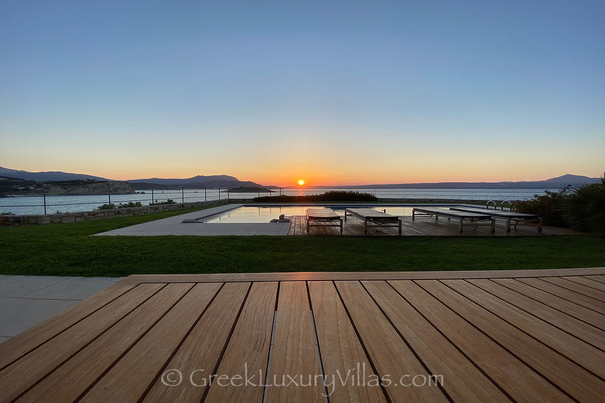 Crete a modern seafront villa with sunset view