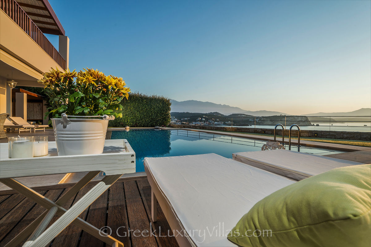 island style seafront villa with pool sunset sea view