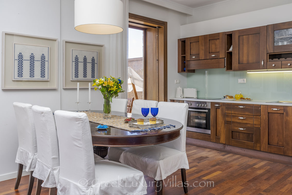 kitchen of traditional seafront villa with pool in Crete