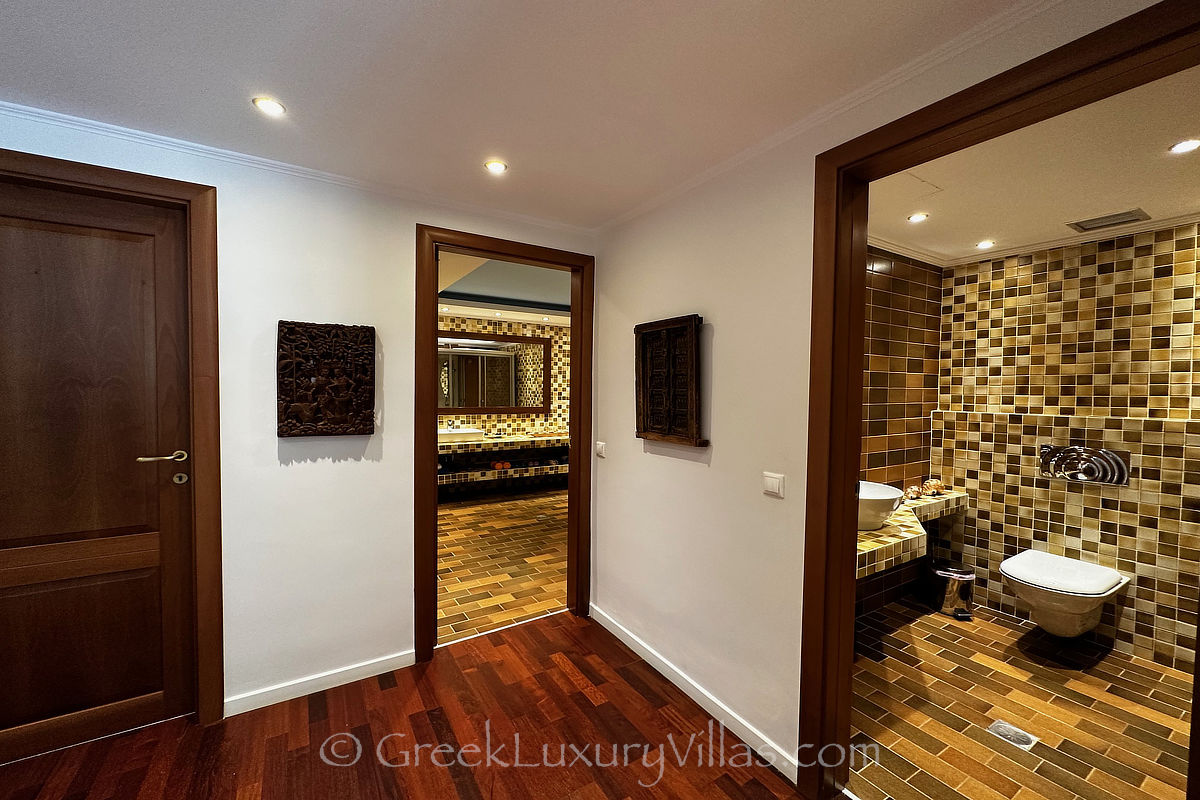 sauna of spa bathroom of traditional seafront villa