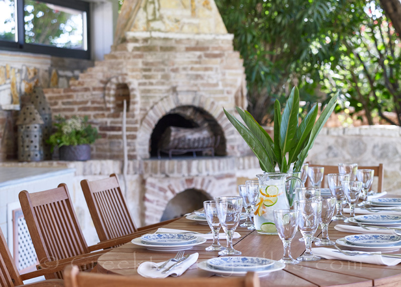 al fresco dining with sea view over Sivota