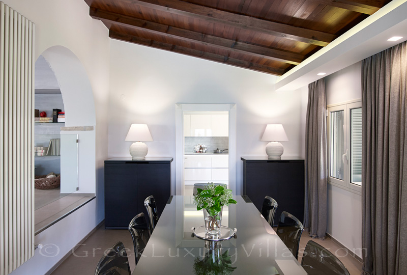 modern dining room of luxury villa in Sivota