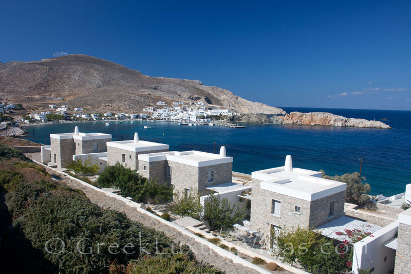 Port view from sea front villas in Folegandros