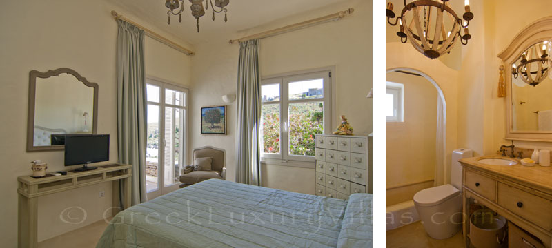 ground floor bedroom of private luxury villa on Kea