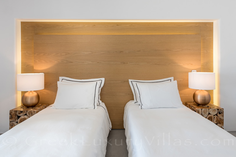 bedroom in luxury villa with pool in Greece