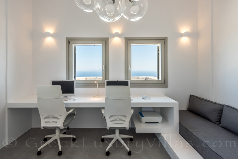 Office with sea view in luxury villa with pool in Greece