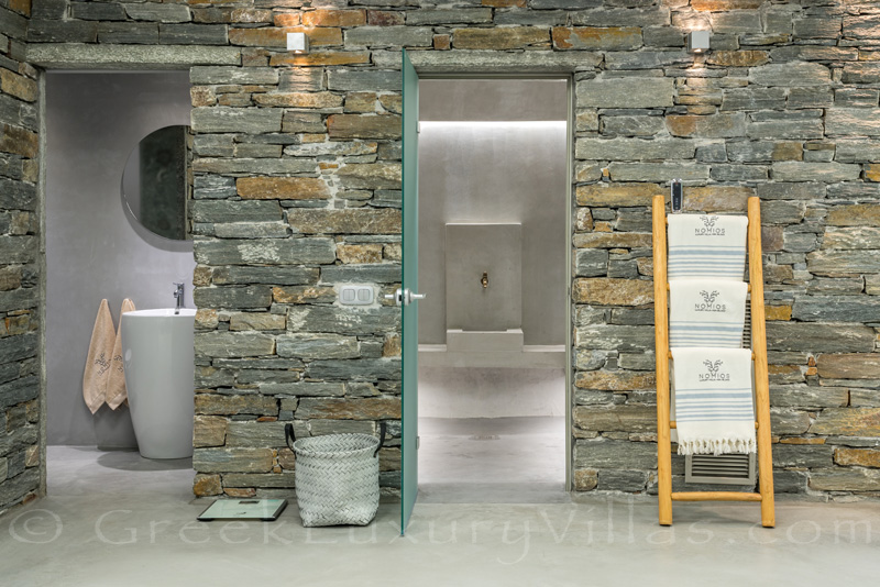 steam bath in luxury villa with pool in Greece