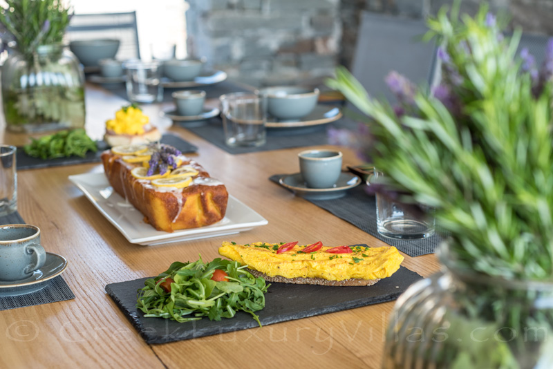 Breakfast from private chef at luxury villa in Greece