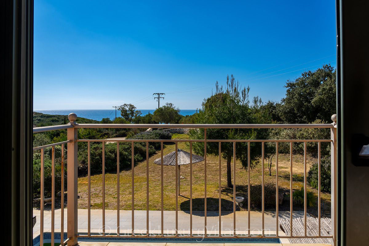 sea view from bedroom villa with pool