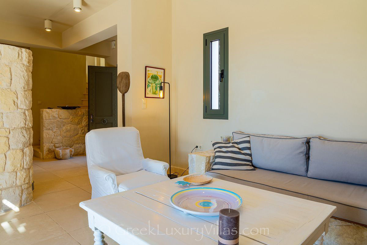 living room villa with pool in Kefalonia