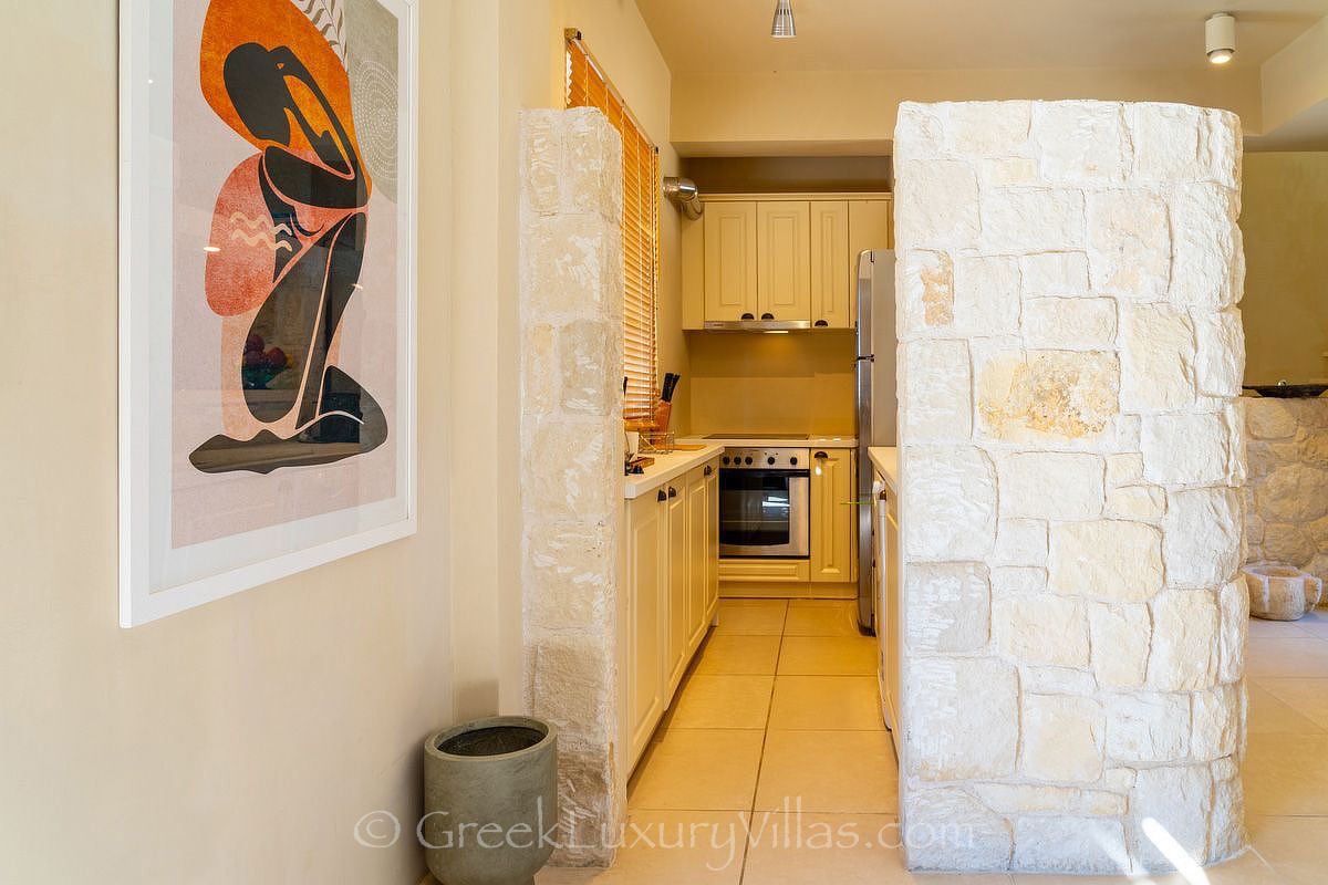 kitchen of villa with pool in Kefalonia
