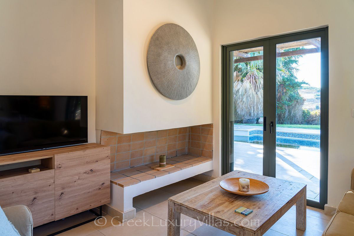 living room of villa with pool by the beach