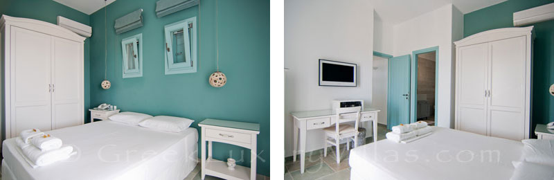 Bedroom of luxury villa with pool on Koufonisi