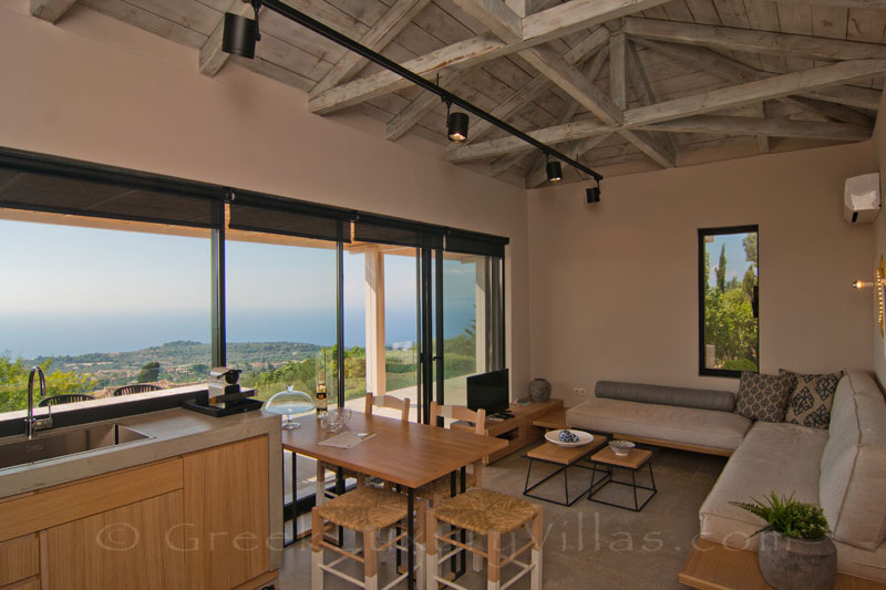 Modern villa with open plan lounge in Lefkas