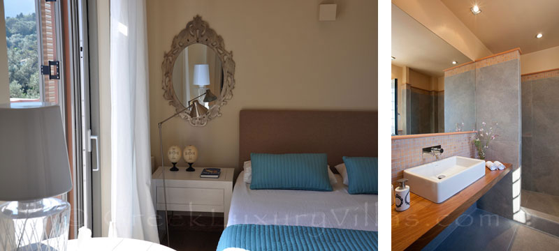 Seaview from the bedroom in a modern luxury villa with a pool in Lefkas