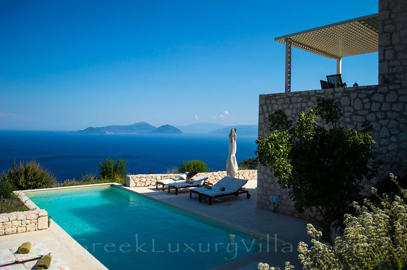 A luxury villa with a pool and amazing seaview of Lefkas