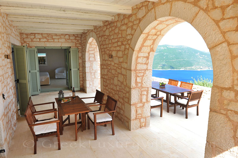 A luxurious villa in Lefkada with a pool and seaview from the veranda