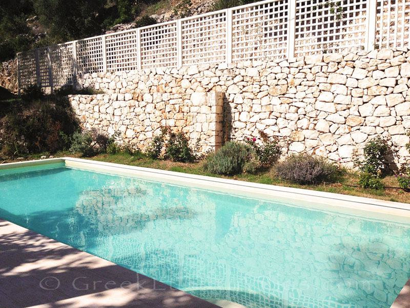 The seaview from a villa with a pool in Lefkas