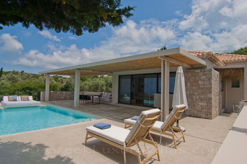 Seaview from a modern villa with pool in Lefkas