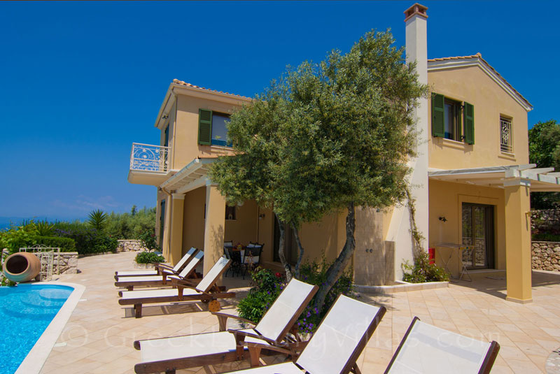 Seaview from a luxurious villa with a pool in Lefkas
